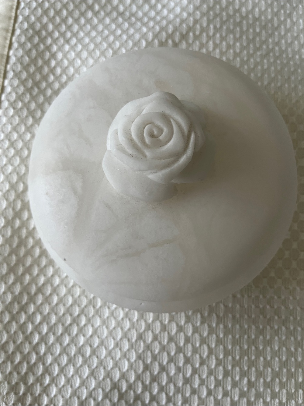 White Marble Rose Lidded Sculpture Jar - Decorative Accent made in Italy
